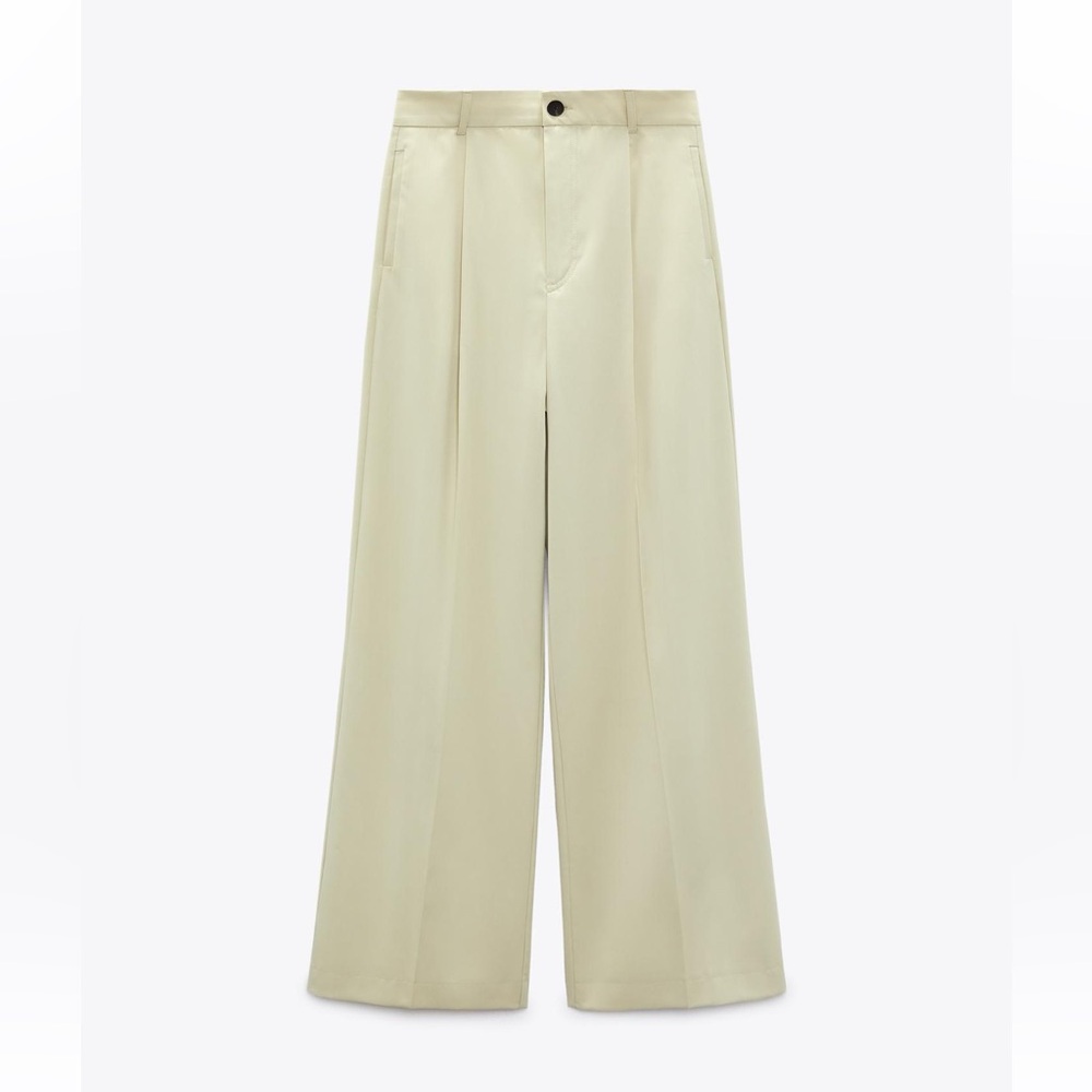 Zara Wide-Leg Trousers in Light Beige